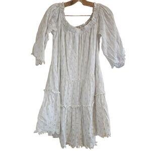 Vineyard Vines Dress Womens Large White Gold Off Shoulder Peasant